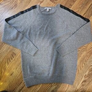 Women Autumn Cashmere Sweater Sheep Skin Trim Gray Ribbed Long Sleeve WinterKnit